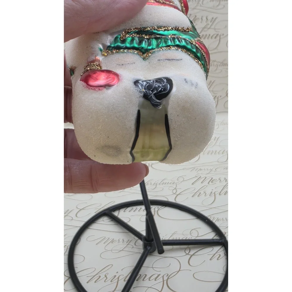 2 Polar Bear Christmas Ornaments Golf Winter Scarf Blown Glass Hand‎ Painted
